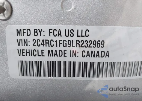 2020 Chrysler Pacifica Touring z USA, uszkodzony, nr VIN 2C4RC1FG9LR232969